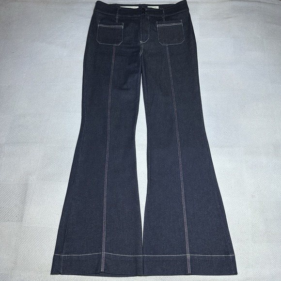 Pilcro Denim - Anthropologie Pilcro Flare Jeans Womens 28 Dark Wash Denim Front Seam High Rise